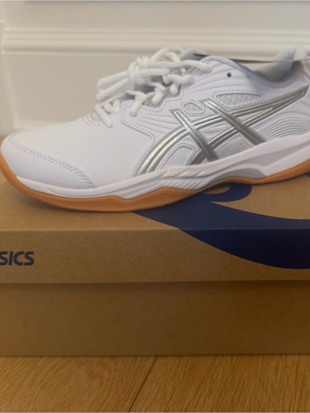 Asics Kids White & Silver Sneakers with Gum Outsole
